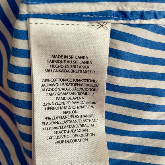 Polo Ralph Lauren Button Down Shirt Women’s Size 12 Slim Stretch Blue Stripe - Picture 8 of 9